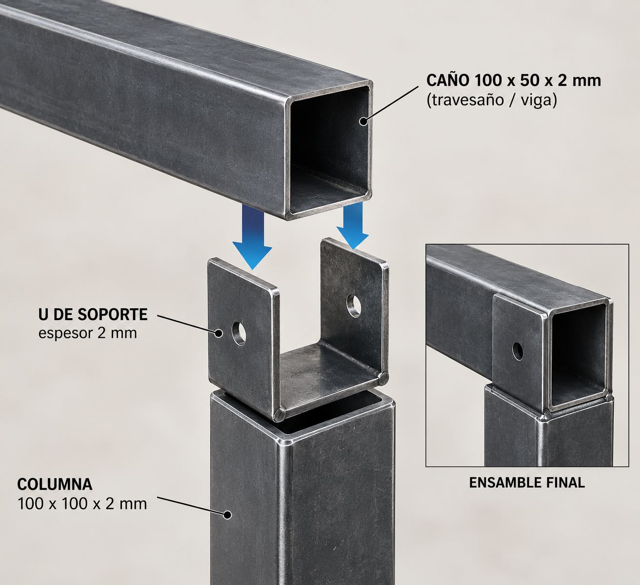 Detalle de encastre estructura modular TF